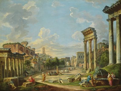 Uitzicht op Campo Vaccino in Rome, 1740 door Giovanni Paolo Pannini